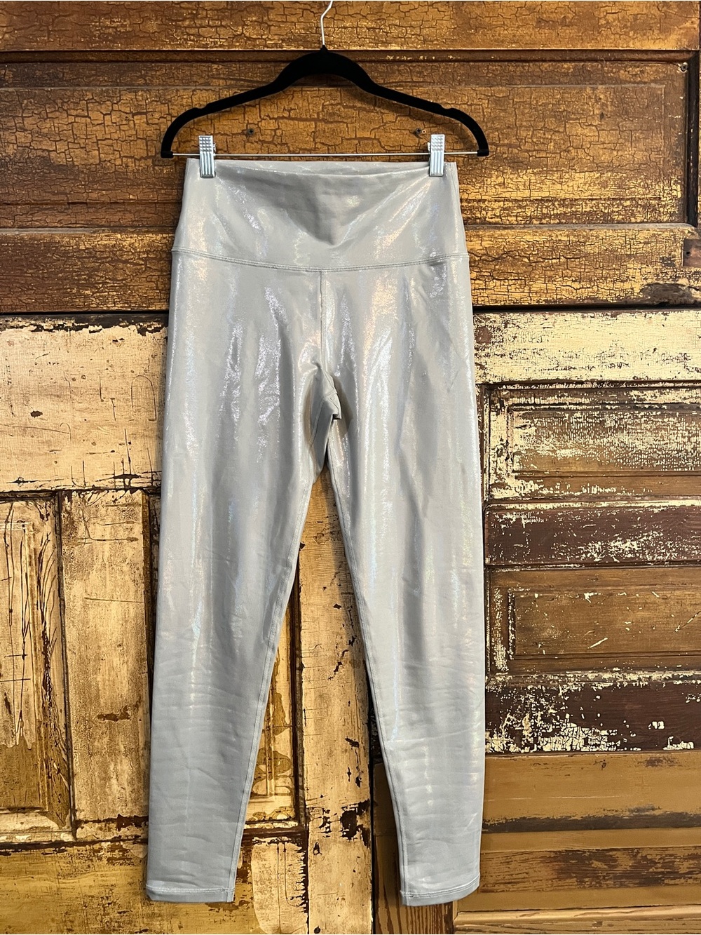 Aerie Silver Metallic Leggings | Shimmer High Rise Activewear | NWOT L